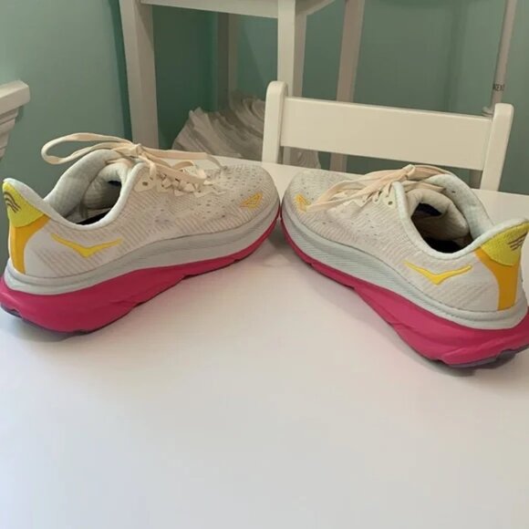Hoka Women's Shoes - White, Pink, Yellow - Picture 5 of 6